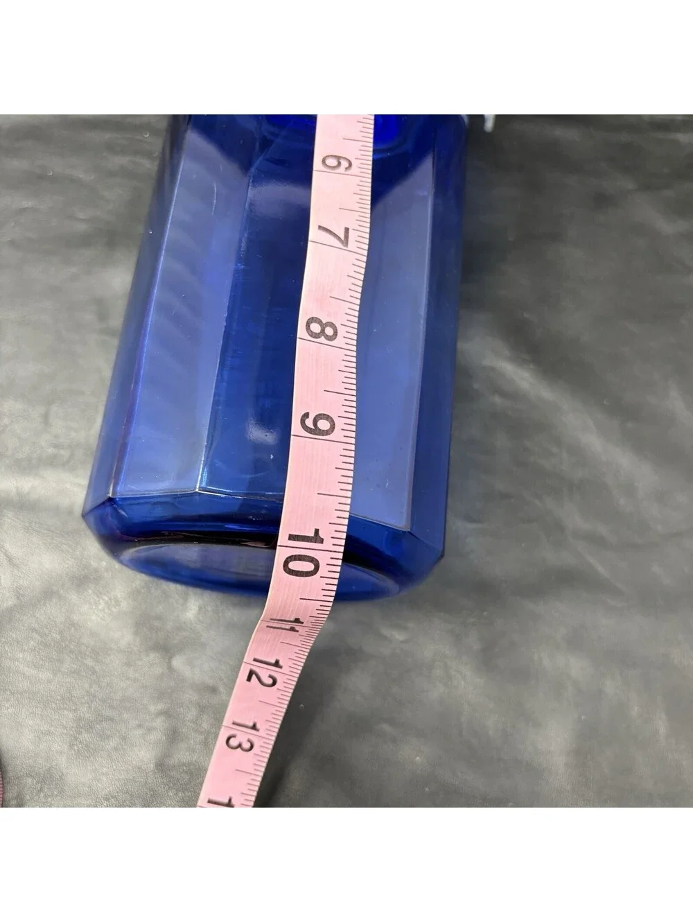 Cobalt Blue Jar Glass Storage Holder With Attached Wire Locking Lid 10” Tall